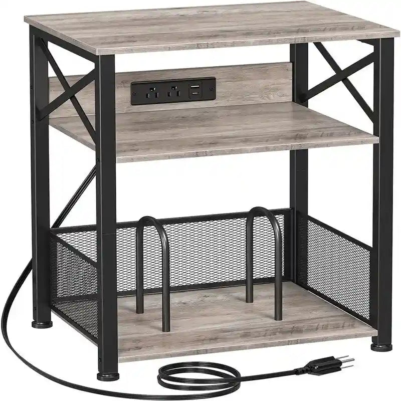 Record Player Stand with Charging Station - 15.75 x 11.41 x 25.59