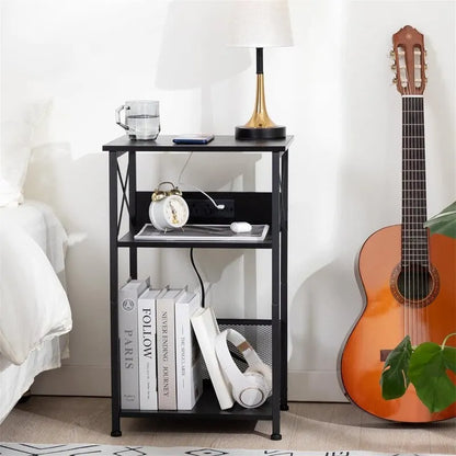 Record Player Stand with Charging Station - 15.75 x 11.41 x 25.59