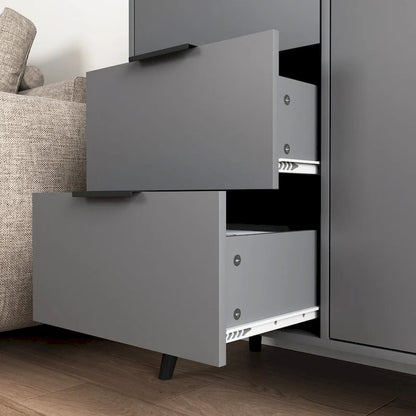 Storage Cabinet with 3 Drawers & Adjustable Shelf, Mid Century Cabinet with Door, Accent Cabinet for Living Room, Home Office