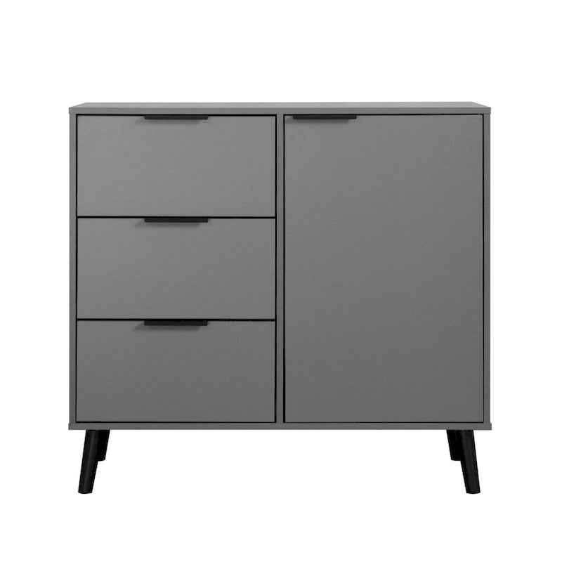 Storage Cabinet with 3 Drawers & Adjustable Shelf, Mid Century Cabinet with Door, Accent Cabinet for Living Room, Home Office