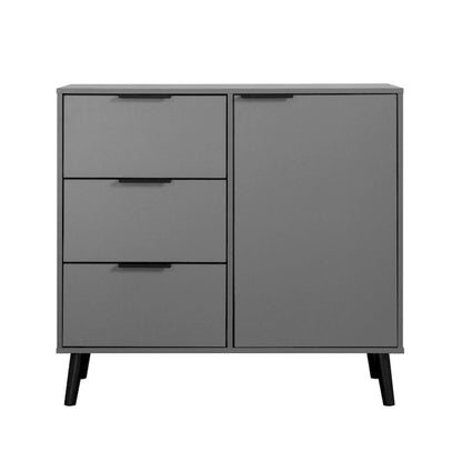 Storage Cabinet with 3 Drawers & Adjustable Shelf, Mid Century Cabinet with Door, Accent Cabinet for Living Room, Home Office