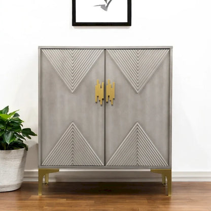 Graywash Textured Geo Contemporary Accent Cabinet