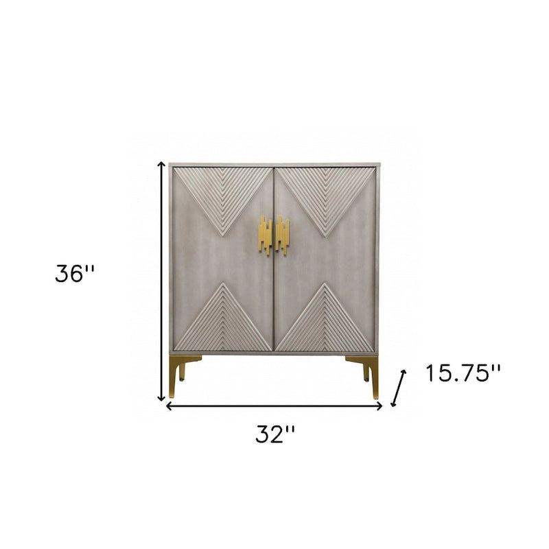 Graywash Textured Geo Contemporary Accent Cabinet