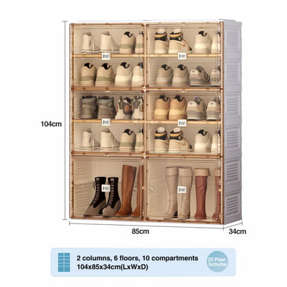 Stackable Storage Organizer Cabinet with Doors and Shelves,Shoe Box for Closet