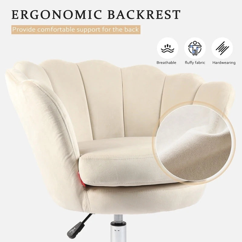 VANITII Accent Chair Swivel Vanity Chair Office Desk Chair With Wheels Modern Height Adjustable Pink/Grey/White