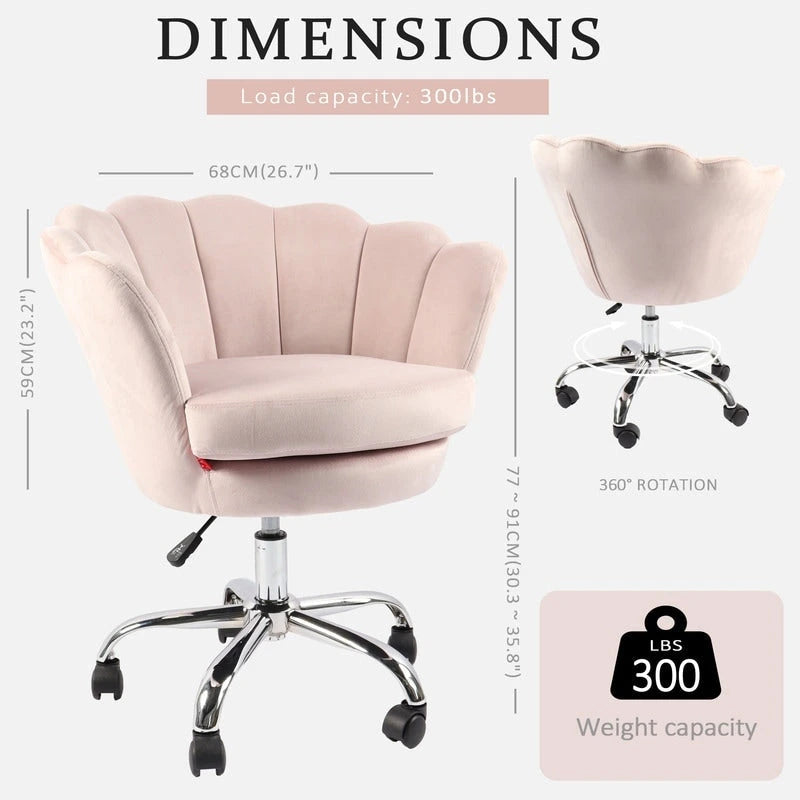 VANITII Accent Chair Swivel Vanity Chair Office Desk Chair With Wheels Modern Height Adjustable Pink/Grey/White