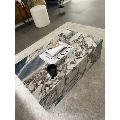 BETACH Genuine Marble Block Coffee Table - Blue Galaxy Marble