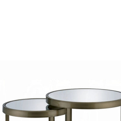 ACME ADITYA NESTING TABLE Mirrored & Antique Brass Finish