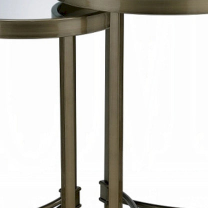 ACME ADITYA NESTING TABLE Mirrored & Antique Brass Finish
