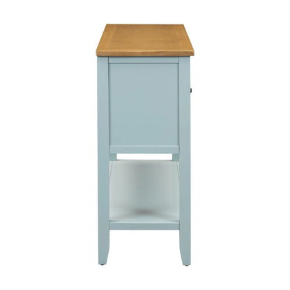 Ample Storage Vintage Console Table with Four Small Drawers and Bottom Shelf for Living Rooms, Entrances and Kitchens