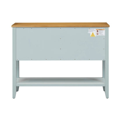 Ample Storage Vintage Console Table with Four Small Drawers and Bottom Shelf for Living Rooms, Entrances and Kitchens