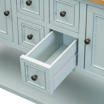 Ample Storage Vintage Console Table with Four Small Drawers and Bottom Shelf for Living Rooms, Entrances and Kitchens