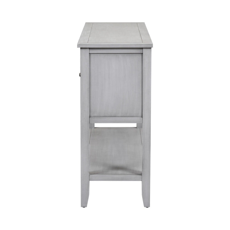 Ample Storage Vintage Console Table with Four Small Drawers and Bottom Shelf for Living Rooms, Entrances and Kitchens