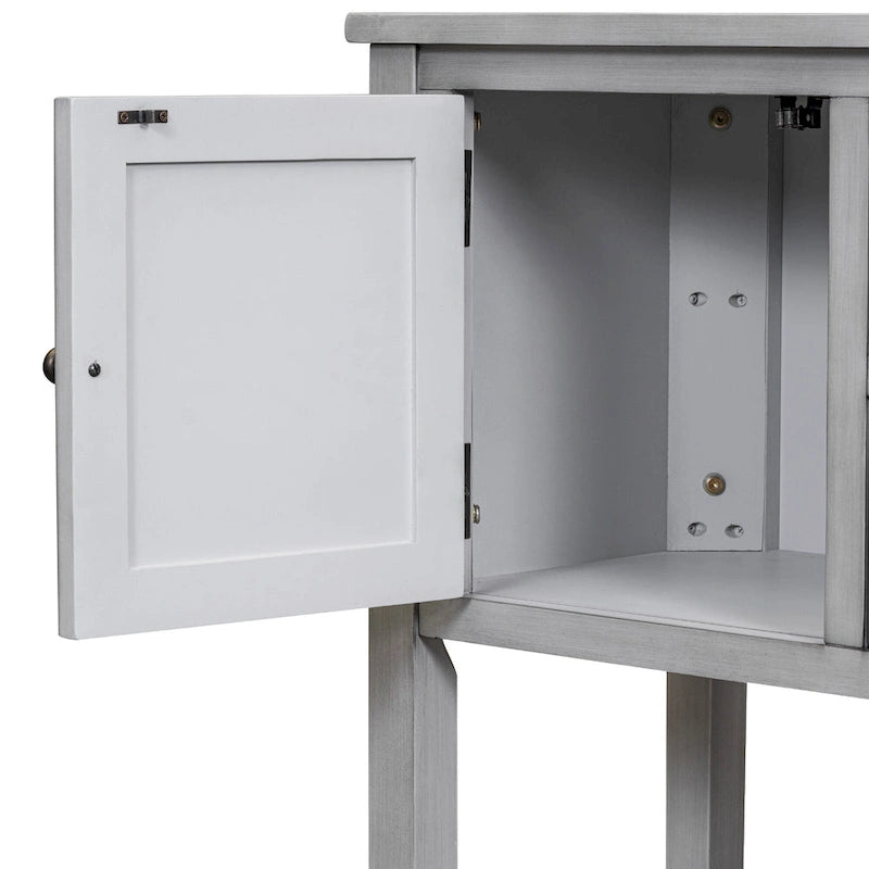 Ample Storage Vintage Console Table with Four Small Drawers and Bottom Shelf for Living Rooms, Entrances and Kitchens