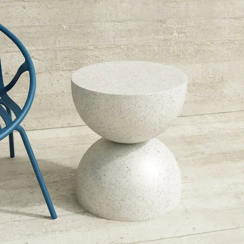 Alina Side Table Indoor/Outdoor Stone White w/ Gold Flakes