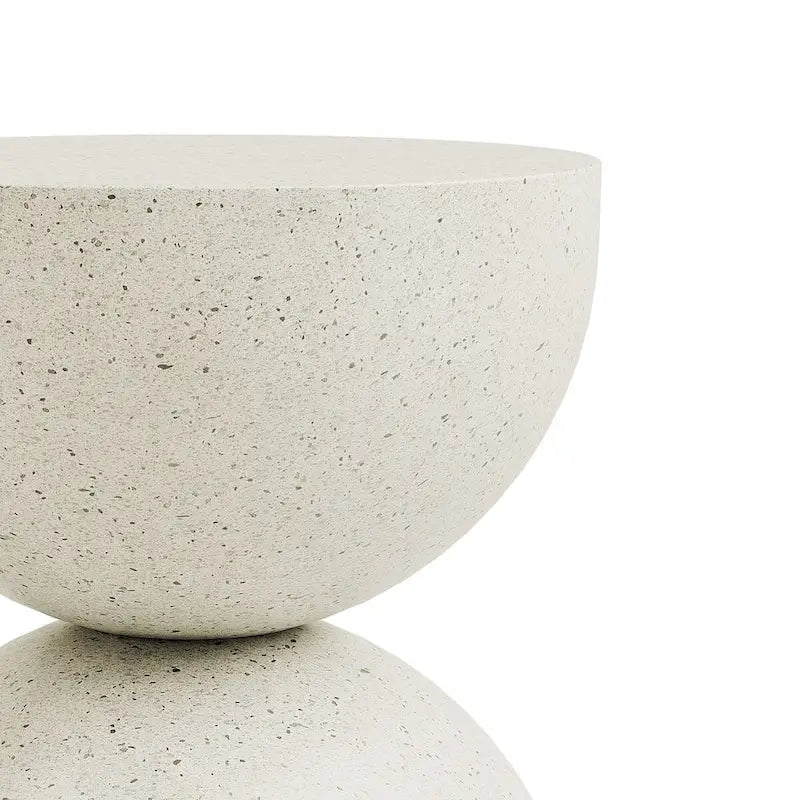 Alina Side Table Indoor/Outdoor Stone White w/ Gold Flakes