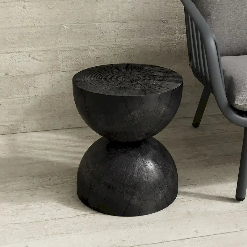 Alina Side Table Indoor/Outdoor Stone White w/ Gold Flakes