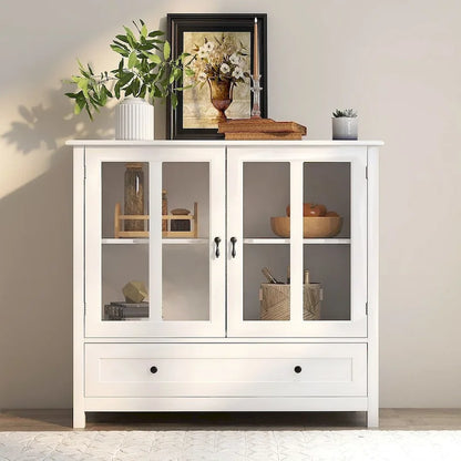 Versatile Storage Cabinet Glass Doors Buffet/Sideboard