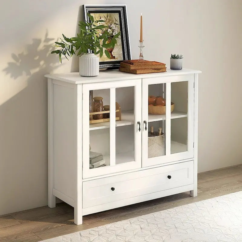 Versatile Storage Cabinet Glass Doors Buffet/Sideboard