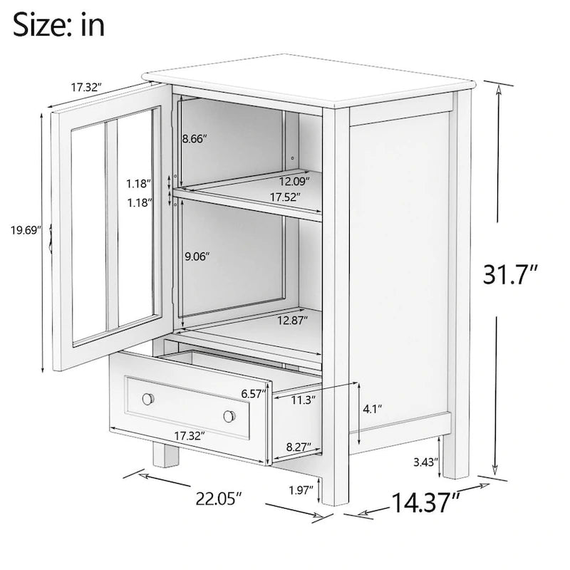 Versatile Storage Cabinet Glass Doors Buffet/Sideboard