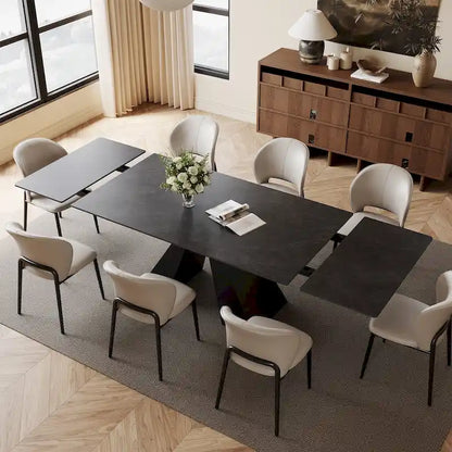 63-95 Extendable Modern Dining Table, Matte Sintered Stone Table Top, Modern Kitchen Table for 6-10 - 94.5 x 35.4