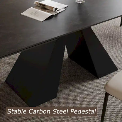 63-95 Extendable Modern Dining Table, Matte Sintered Stone Table Top, Modern Kitchen Table for 6-10 - 94.5 x 35.4
