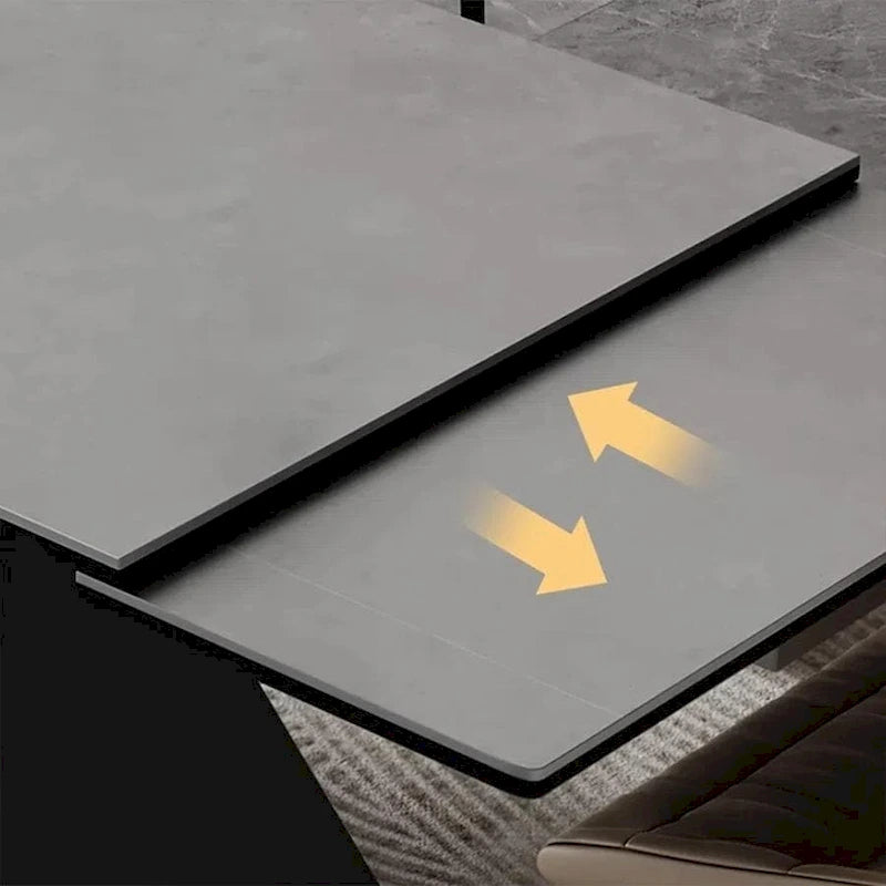 63-95 Extendable Modern Dining Table, Matte Sintered Stone Table Top, Modern Kitchen Table for 6-10 - 94.5 x 35.4