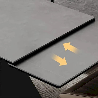 63-95 Extendable Modern Dining Table, Matte Sintered Stone Table Top, Modern Kitchen Table for 6-10 - 94.5 x 35.4