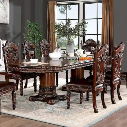 Furniture of America Abeena Traditional Cherry Solid Wood 7-Piece Expandable Dining Table Set