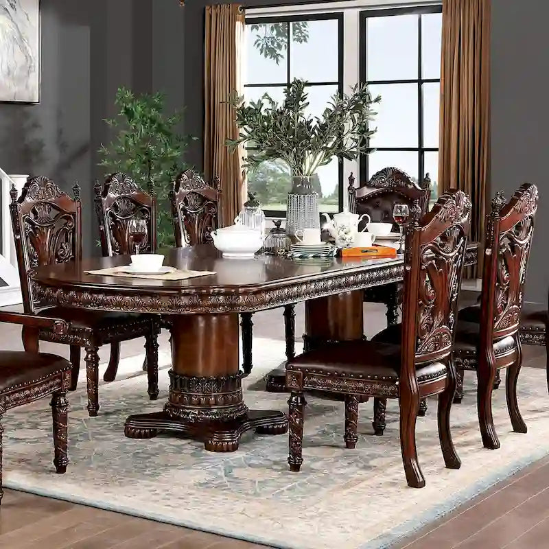 Furniture of America Abeena Traditional Cherry Solid Wood 7-Piece Expandable Dining Table Set