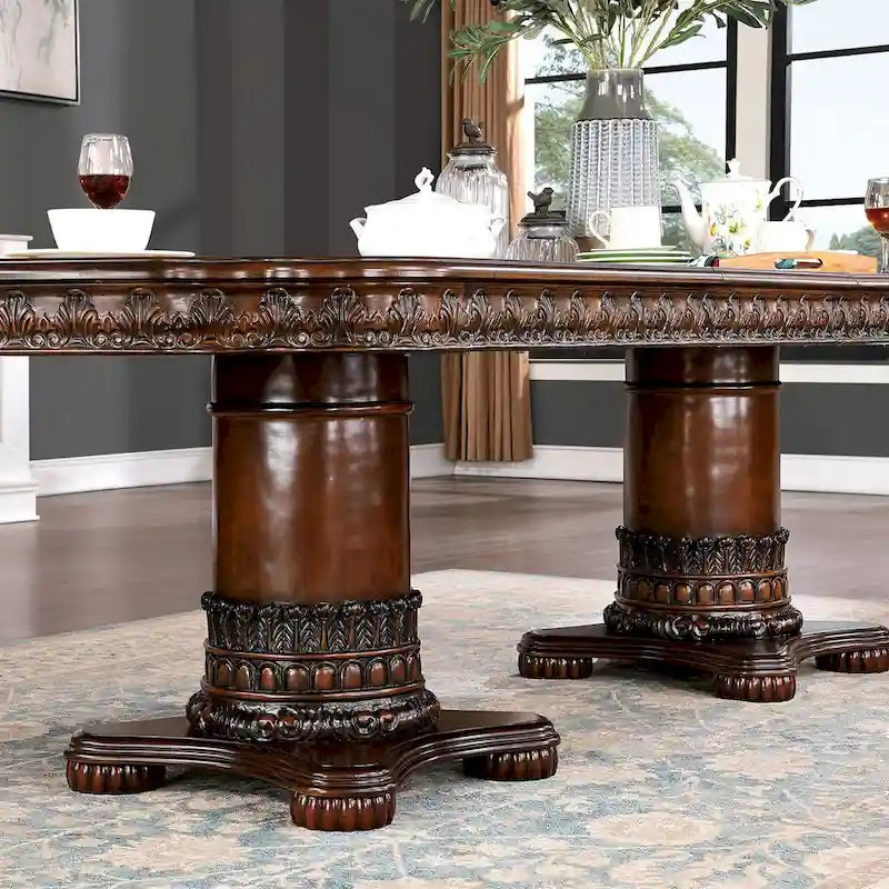 Furniture of America Abeena Traditional Cherry Solid Wood 7-Piece Expandable Dining Table Set