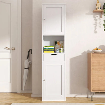 Futzca Tall Bathroom Storage Cabine, 64H Freestanding Narrow Storage Pantry Cabinet