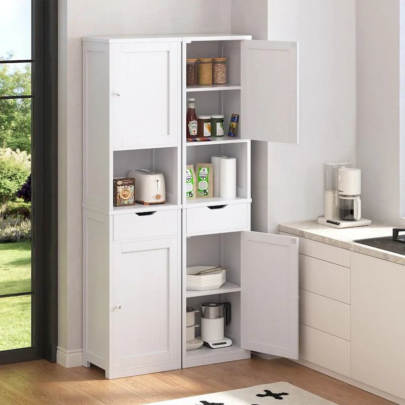Futzca Tall Bathroom Storage Cabine, 64H Freestanding Narrow Storage Pantry Cabinet