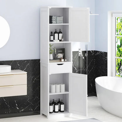 Futzca Tall Bathroom Storage Cabine, 64H Freestanding Narrow Storage Pantry Cabinet