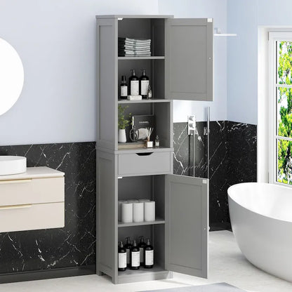 Futzca Tall Bathroom Storage Cabine, 64H Freestanding Narrow Storage Pantry Cabinet