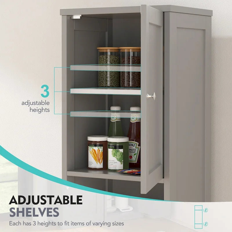 Futzca Tall Bathroom Storage Cabine, 64H Freestanding Narrow Storage Pantry Cabinet