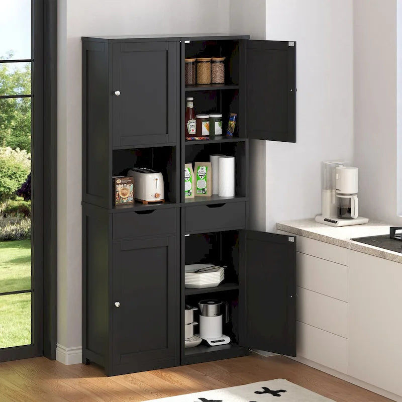 Futzca Tall Bathroom Storage Cabine, 64H Freestanding Narrow Storage Pantry Cabinet