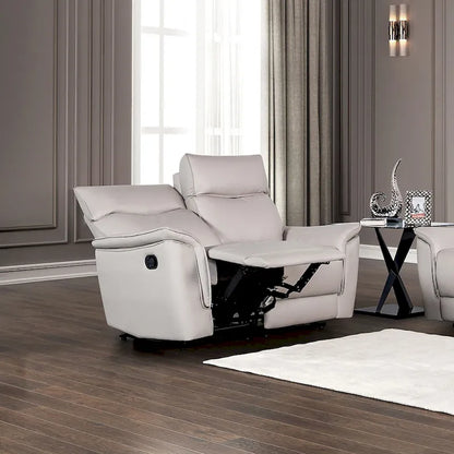 Furniture of America Marty Modern Leather Match Manual Recline Loveseat