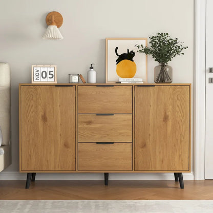 Sideboard Buffet Cabinet with Storage, Wood Coffee Bar Cabinet with Drawers & Doors