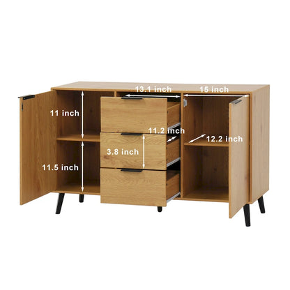 Sideboard Buffet Cabinet with Storage, Wood Coffee Bar Cabinet with Drawers & Doors