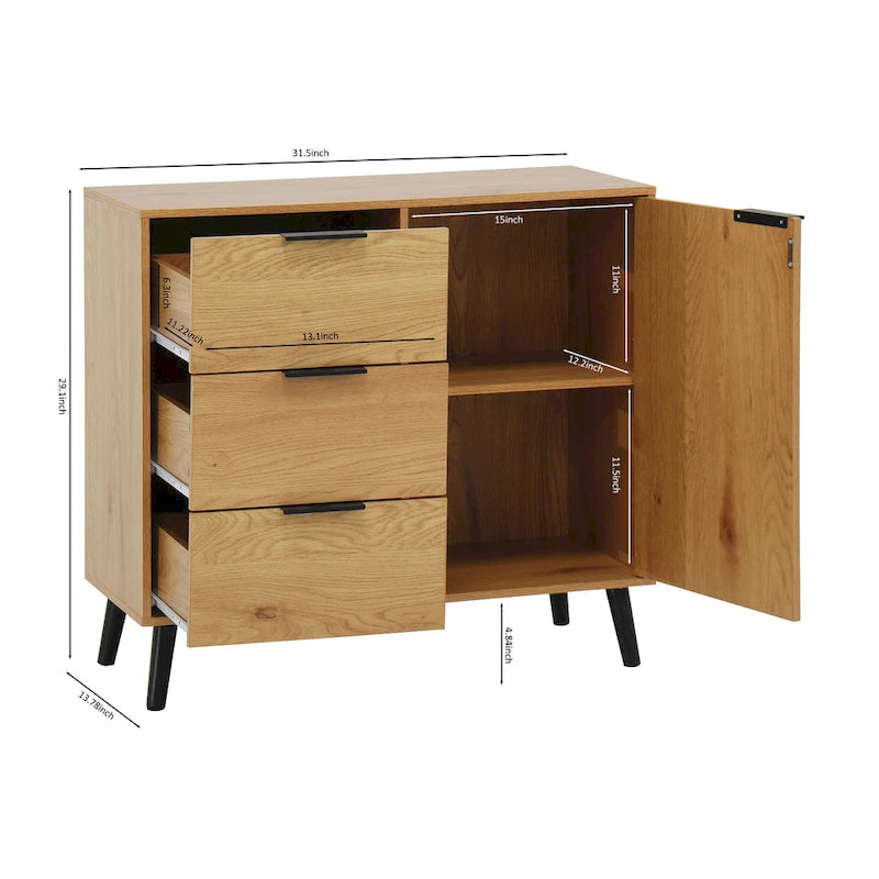 Sideboard Buffet Cabinet with Storage, Wood Coffee Bar Cabinet with Drawers & Doors