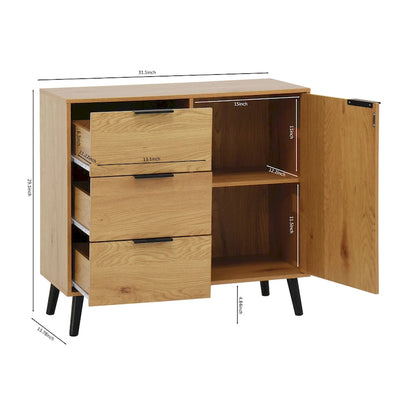 Sideboard Buffet Cabinet with Storage, Wood Coffee Bar Cabinet with Drawers & Doors