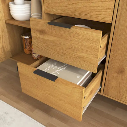 Sideboard Buffet Cabinet with Storage, Wood Coffee Bar Cabinet with Drawers & Doors