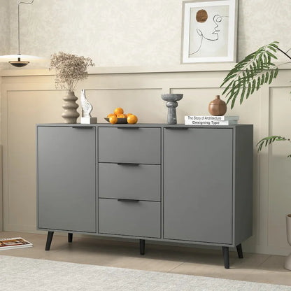 Sideboard Buffet Cabinet with Storage, Wood Coffee Bar Cabinet with Drawers & Doors
