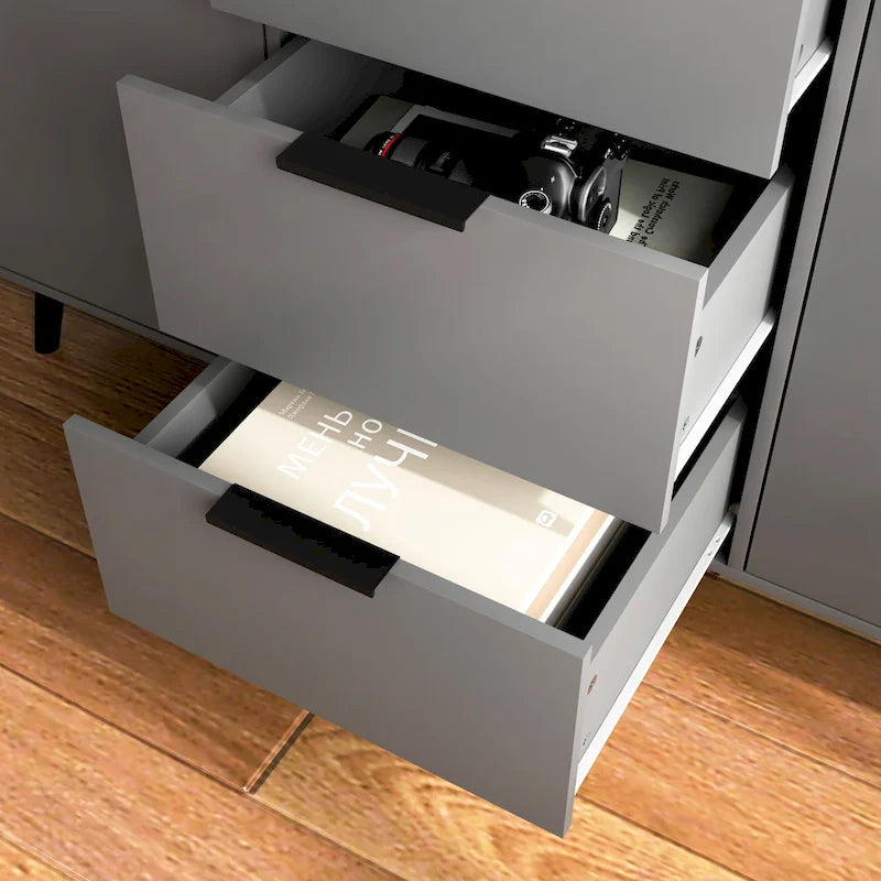 Sideboard Buffet Cabinet with Storage, Wood Coffee Bar Cabinet with Drawers & Doors