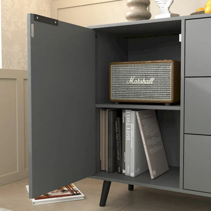 Sideboard Buffet Cabinet with Storage, Wood Coffee Bar Cabinet with Drawers & Doors