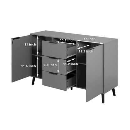 Sideboard Buffet Cabinet with Storage, Wood Coffee Bar Cabinet with Drawers & Doors