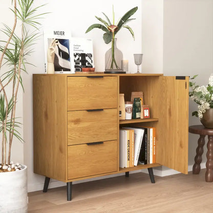 Sideboard Buffet Cabinet with Storage, Wood Coffee Bar Cabinet with Drawers & Doors