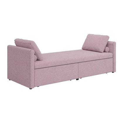 Modern Upholstered Chaise Lounger Daybed Small Single Daybed with 2 Drawers for Living Rooms