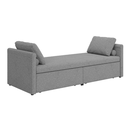Modern Upholstered Chaise Lounger Daybed Small Single Daybed with 2 Drawers for Living Rooms